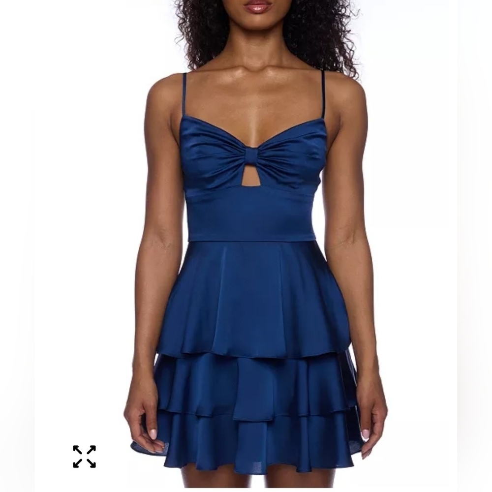 B Darlin Tiered Navy Dress With Bow Nwt 15/16 Feminine Prom Y2K 90s Formal